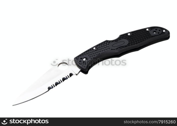 Folding pocket knife with one edge isolated on white background