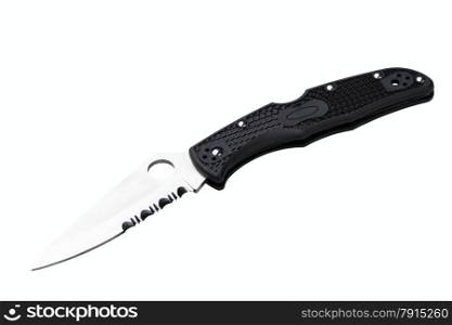 Folding pocket knife with one edge isolated on white background