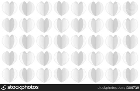 Folding white heart paper pattern background.