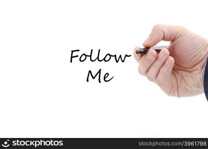 Follow me text concept isolated over white background