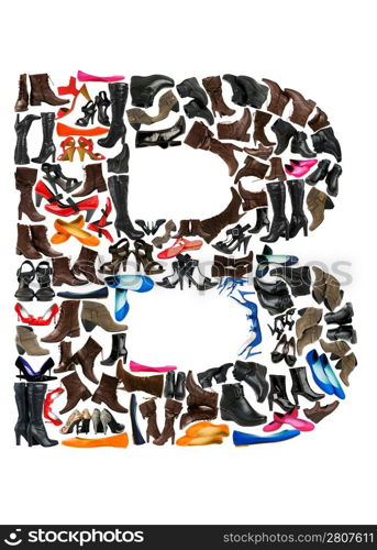 Font made of hundreds of shoes - Letter B