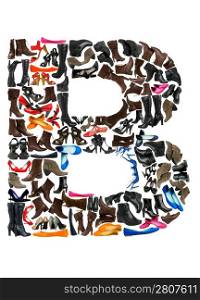 Font made of hundreds of shoes - Letter B