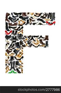 Font made of hundreds of shoes - Letter F