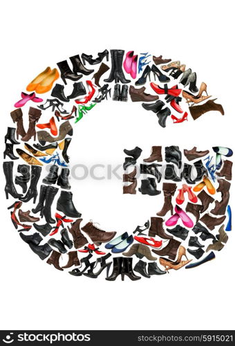 Font made of hundreds of shoes - Letter G