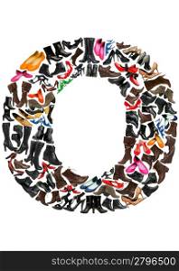 Font made of hundreds of shoes - Letter O