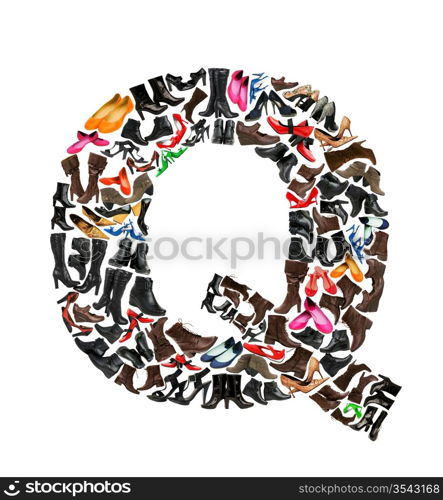 Font made of hundreds of shoes - Letter Q