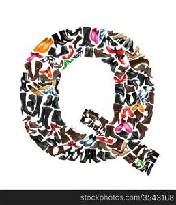Font made of hundreds of shoes - Letter Q
