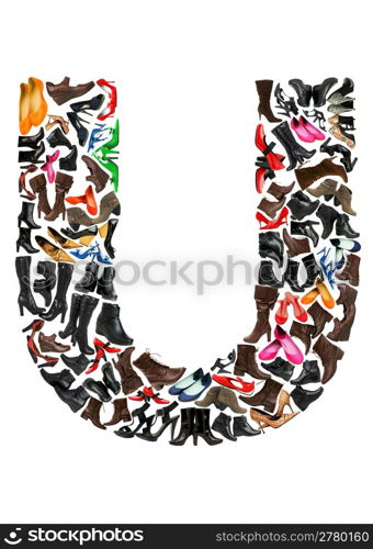 Font made of hundreds of shoes - Letter U