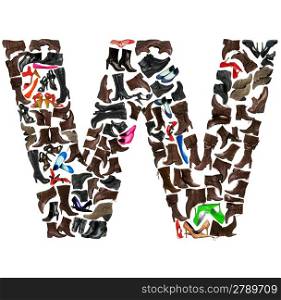 Font made of hundreds of shoes - Letter W