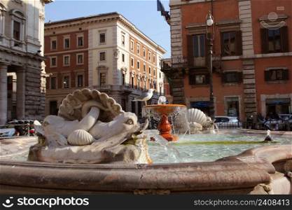 Fontana di Piazza Colonna on Square Column. Rome. Italy.. Fontana di Piazza Colonna on Square Column. Rome. Italy