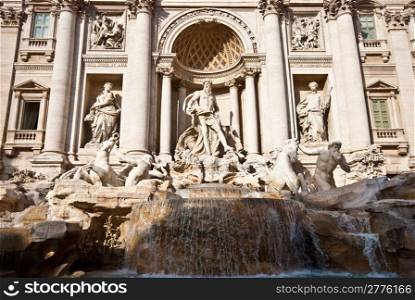 Fontana di Trevi . famous Fontana di Trevi in Rome on a sunny day