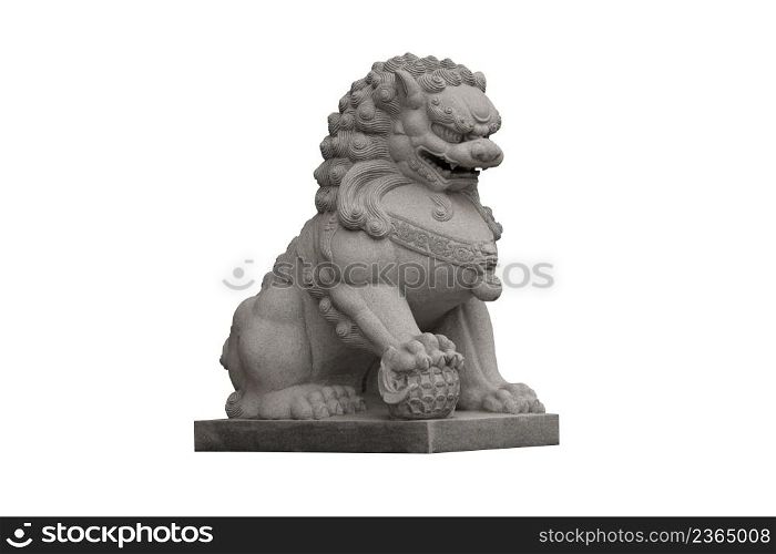 Foo Fu dog or chinese guardian lion isolated on white background.