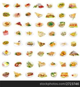 Food. 56 dishes isolated on the white