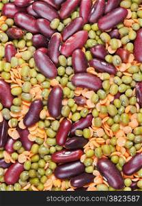 food background from dried beans blend close up