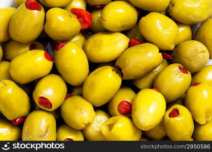 Food background made of fresh green olives