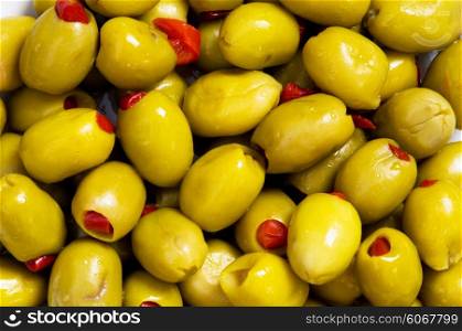 Food background made of fresh green olives