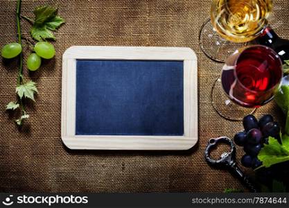 Food background with Wine and Grape.