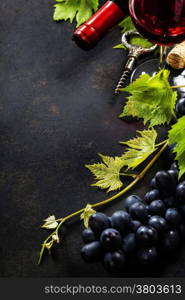 Food background with Wine and Grape. Lots of copy space.