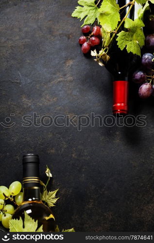 Food background with Wine and Grape. Lots of copy space.