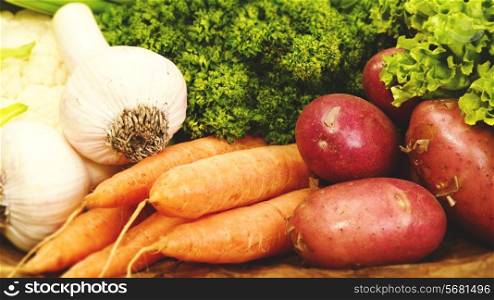 Food banner with fresh vegetables for your design