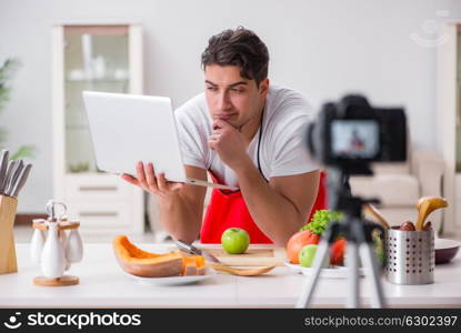 Food blogger working in the kitchen