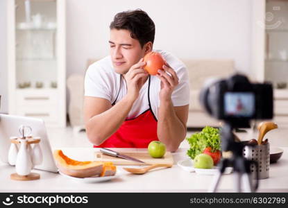 Food blogger working in the kitchen