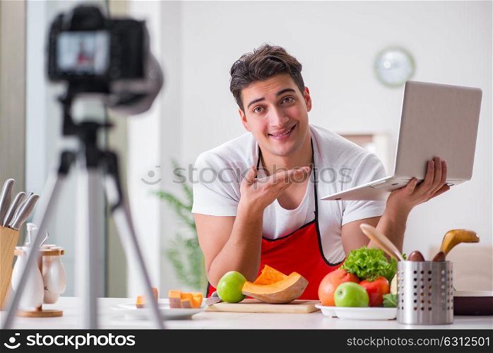 Food blogger working in the kitchen