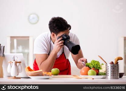 Food blogger working in the kitchen