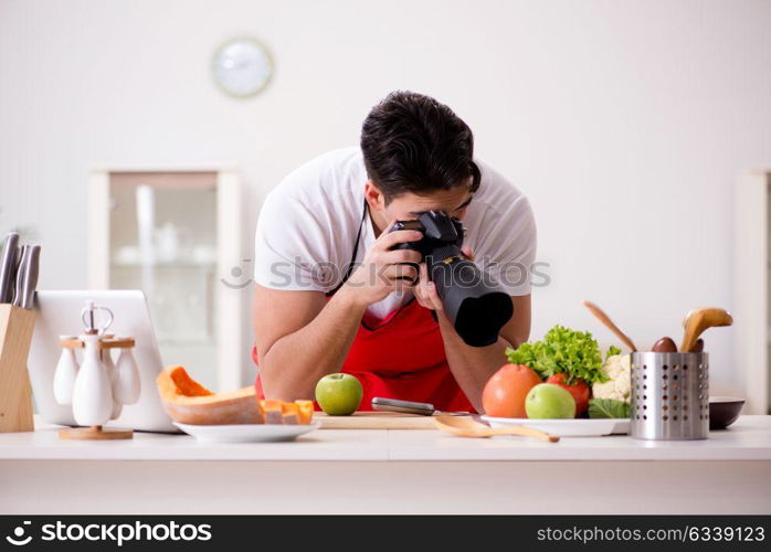 Food blogger working in the kitchen
