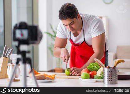 Food blogger working in the kitchen