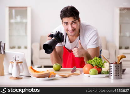 Food blogger working in the kitchen