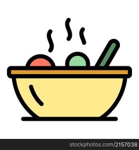 Food bowl icon. Outline food bowl vector icon color flat isolated. Food bowl icon color outline vector