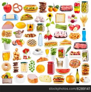 Food collection isolated on white background