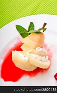 Food concept - Pear in wine