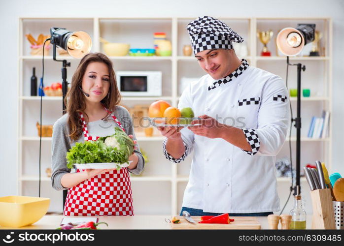 Food cooking tv show in the studio