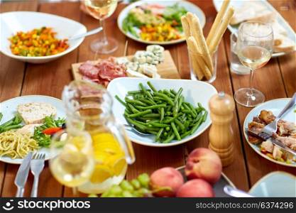 food, culinary and eating concept - vegetable salad in bowl on wooden table. vegetable salad in bowl on wooden table