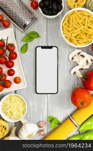 food frame with smartphone mock up. High resolution photo. food frame with smartphone mock up. High quality photo