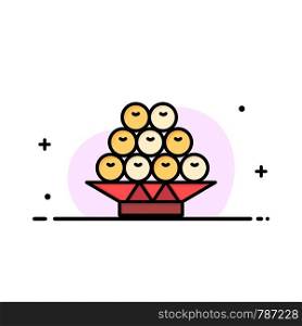 Food, Fruit, China, Chinese Business Flat Line Filled Icon Vector Banner Template