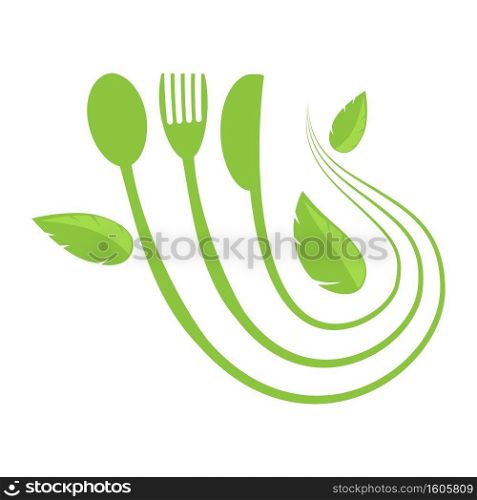 Food Icon for Cafe. Fork Spoon Knife Logo Design Isolated on White Background.. Food Icon for Cafe. Fork Spoon Knife Logo Design Isolated on White Background