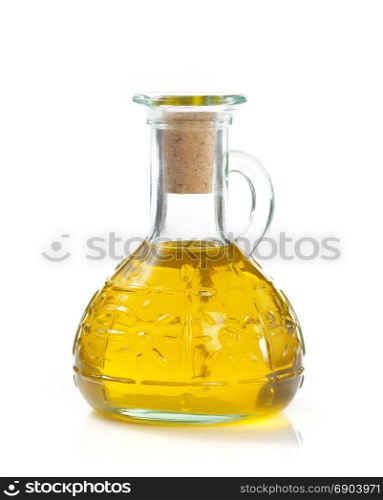food oil in bottle isolated on white background