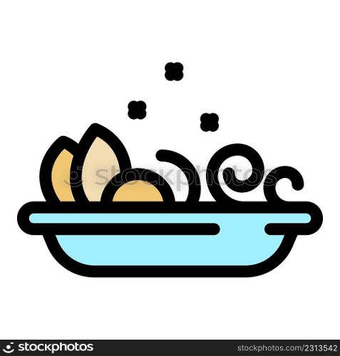 Food plate icon. Outline food plate vector icon color flat isolated. Food plate icon color outline vector