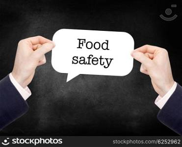 Food safety written on a speechbubble