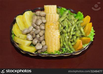 Food stuff symbolizing Good Harvest in a plate, HohHot, Inner Mongolia, China