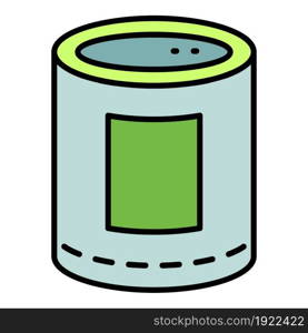 Food tin can icon. Outline food tin can vector icon color flat isolated on white. Food tin can icon color outline vector