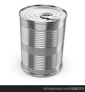 Food tin can on white isolated background. 3d