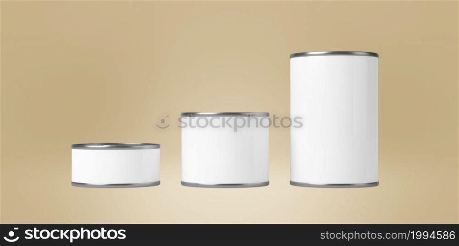 Food tin cans on colored isolated background. 3d rendering. suitable for your design element.