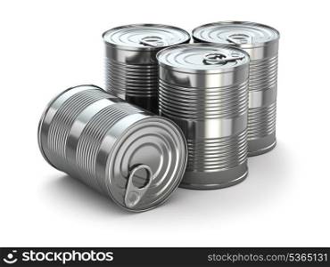 Food tin cans on white isolated background. 3d