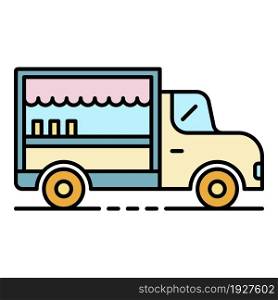 Food truck icon. Outline food truck vector icon color flat isolated. Food truck icon color outline vector