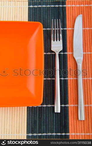 Food utensils on the mat