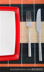 Food utensils on the mat